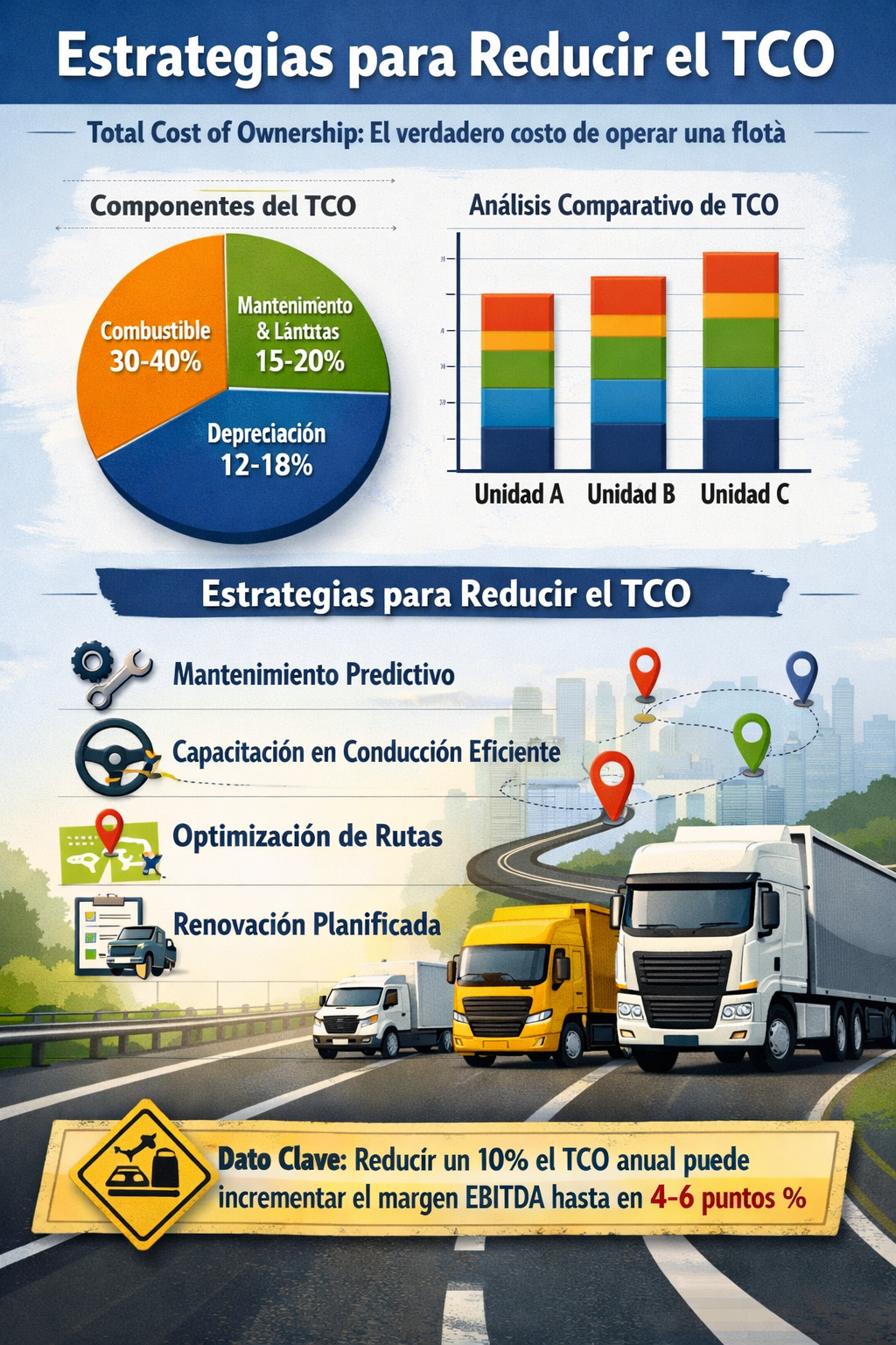 Estrategias para reducir TCO - Optimización de rutas y mantenimiento predictivo